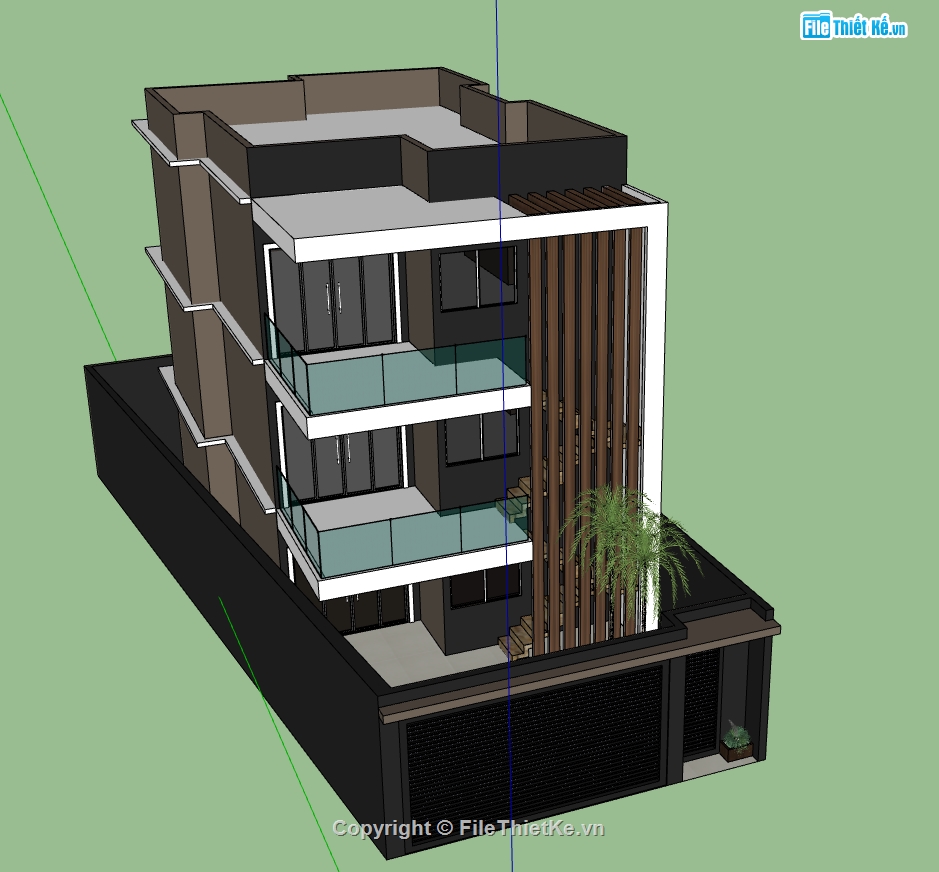 nhà 3 tầng file su,file su nhà phố 3 tầng,model su nhà phố 3 tầng,file sketchup nhà phố 3 tầng