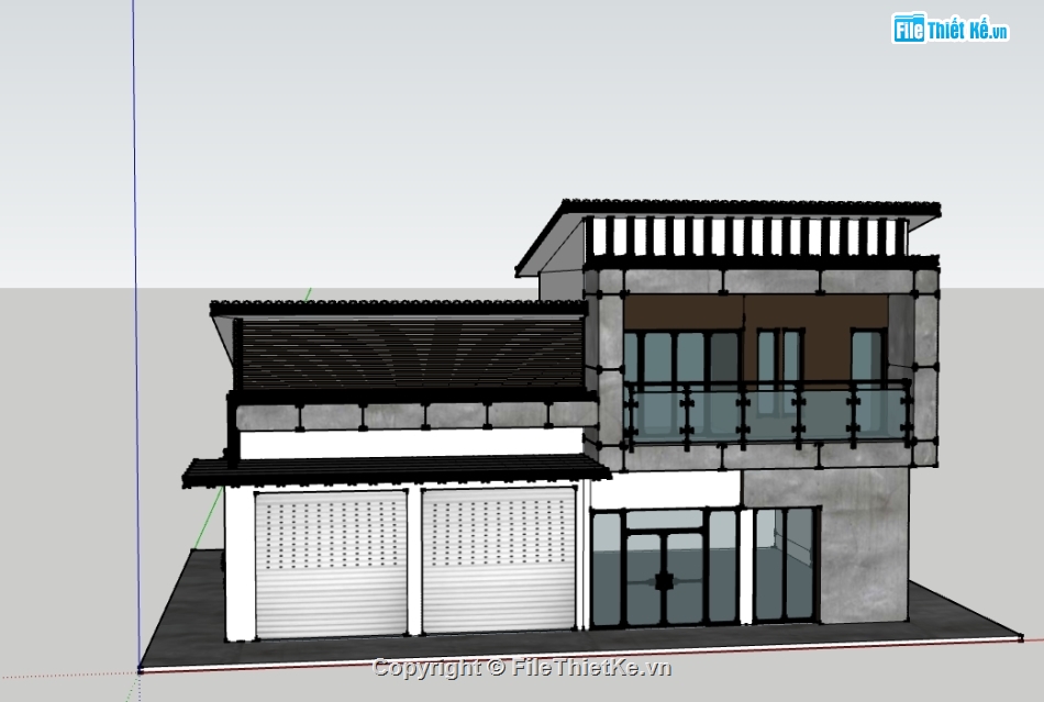 file sketchup nhà ở 2 tầng,model sketchup nhà ở 2 tầng,3d sketchup nhà ở 2 tầng