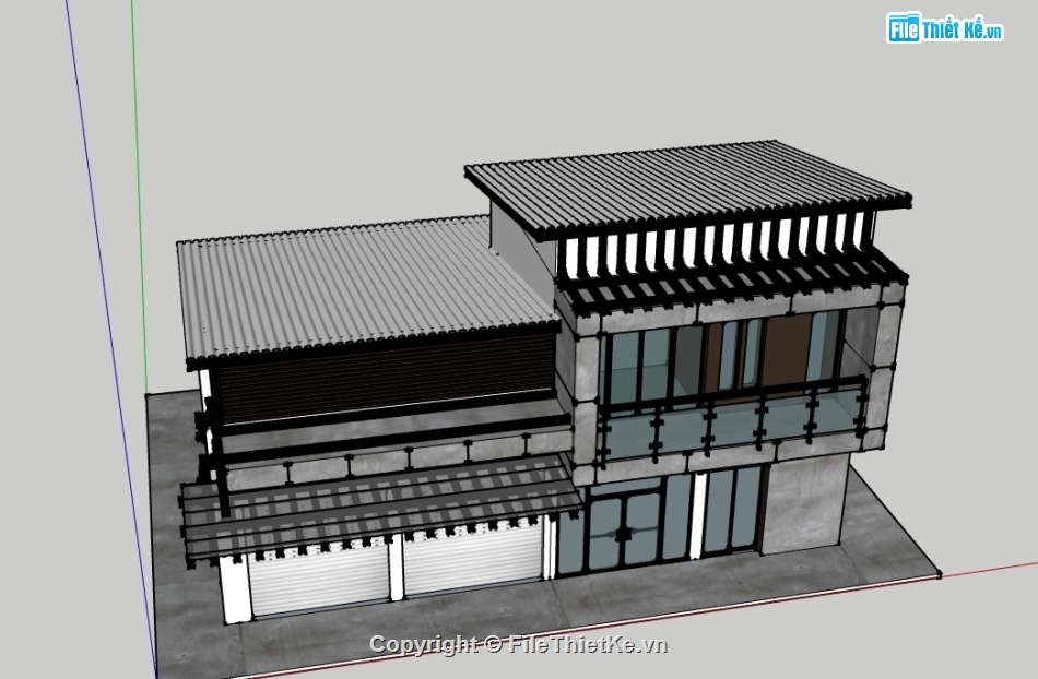 file sketchup nhà ở 2 tầng,model sketchup nhà ở 2 tầng,3d sketchup nhà ở 2 tầng