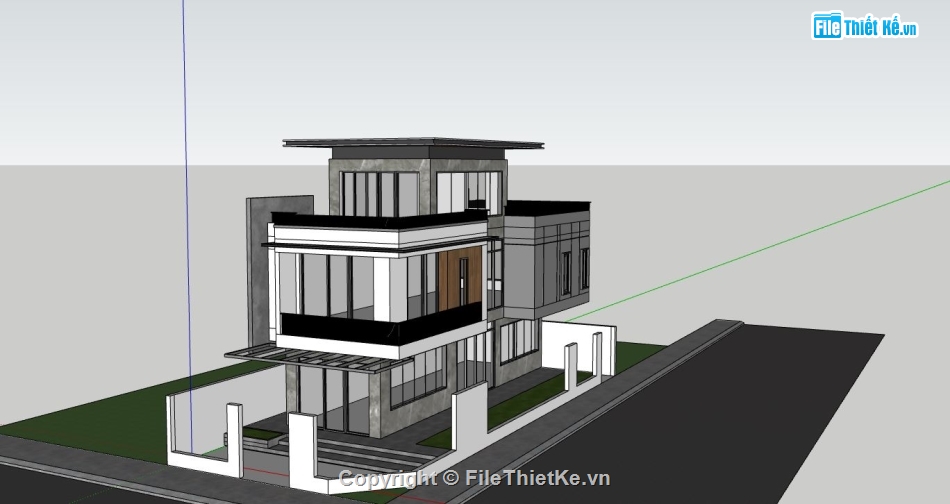 nhà 3 tầng,sketchup nhà 3 tầng,phối cảnh nhà 3 tầng,bản vẽ nhà 3 tầng