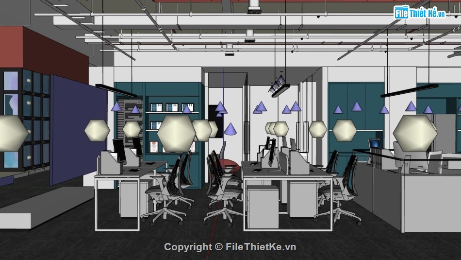 văn phòng làm việc,sketchup văn phòng làm việc,nội thất văn phòng