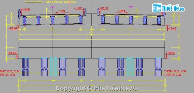 trụ thân cột,trụ một cột,trụ đặc thân hẹp,dầm i 33m,liên tục nhiệt,cầu 3 nhịp