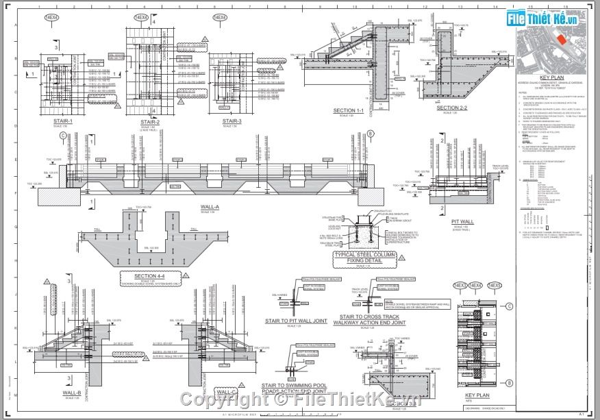 file cad thiết kế hồ bơi,file cad hồ bơi,kiến trúc+kết cấu,thiết kế hồ bơi