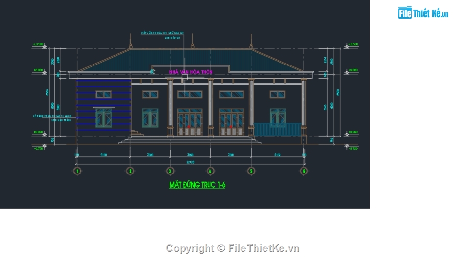 File cad,File thiết kế,dự toán,1 tầng,nhà văn hóa