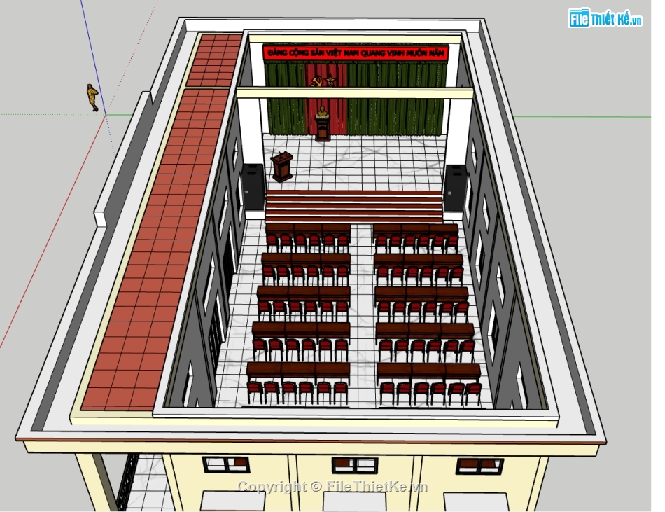 File cad,File thiết kế,dự toán,1 tầng,nhà văn hóa