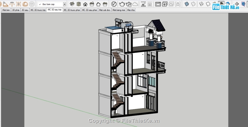 Nhà phố 3 tầng 3.37x7.55m,Bản vẽ nhà phố 3 tầng,Autocad nhà phố 3 tầng,file sketchup nhà phố 3 tầng,Nhà phố 3 tầng file cad