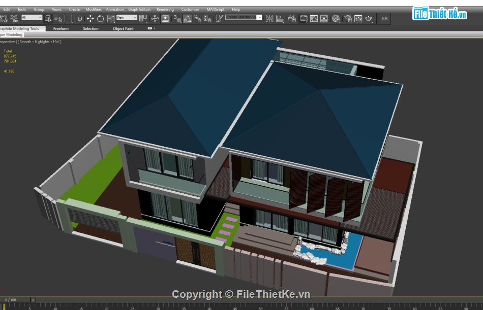 Thiết kế biệt thự,File cad biệt thự 2 tầng hiện đại,Biệt thự 2 tầng 100m2