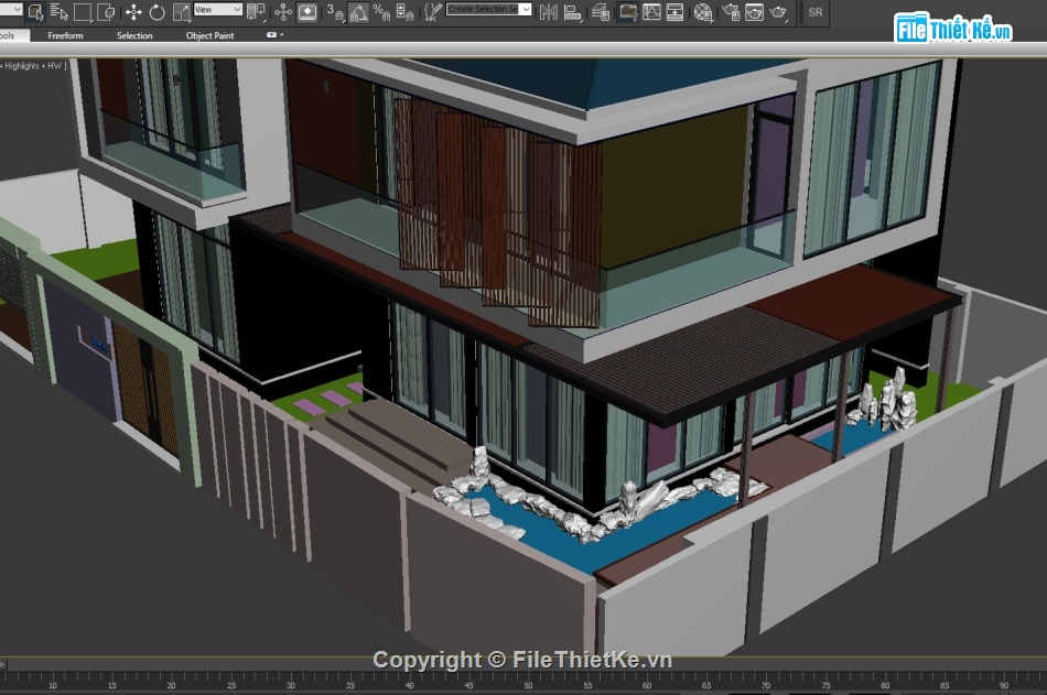 Thiết kế biệt thự,File cad biệt thự 2 tầng hiện đại,Biệt thự 2 tầng 100m2