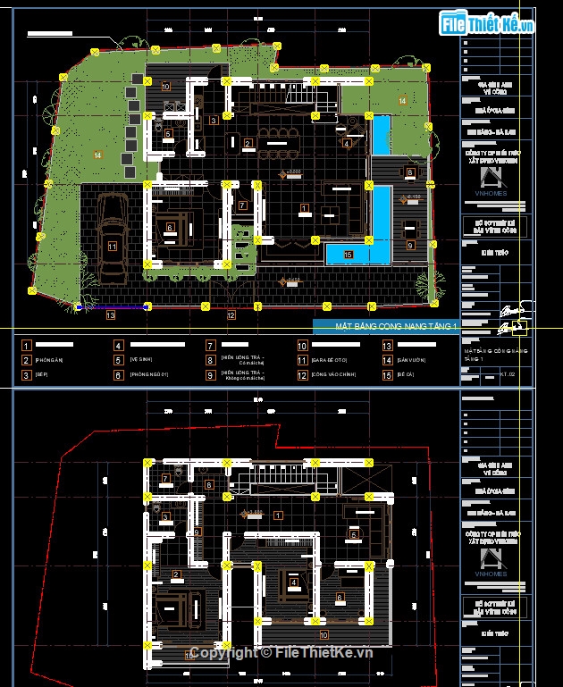 Thiết kế biệt thự,File cad biệt thự 2 tầng hiện đại,Biệt thự 2 tầng 100m2