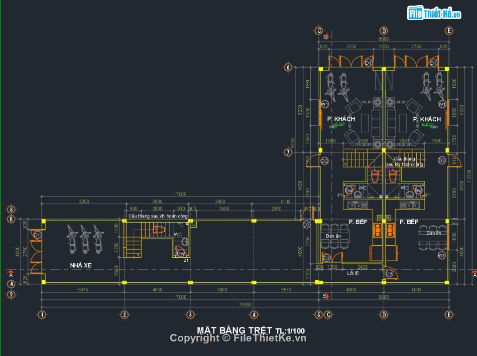 Nhà phố 3 tầng,Bản vẽ nhà phố 3 tầng,Nhà phố 3 tầng 4x17m,Nhà phố 3 tầng 4x13m,Autocad nhà phố 3 tầng,File cad nhà phố 3 tầng