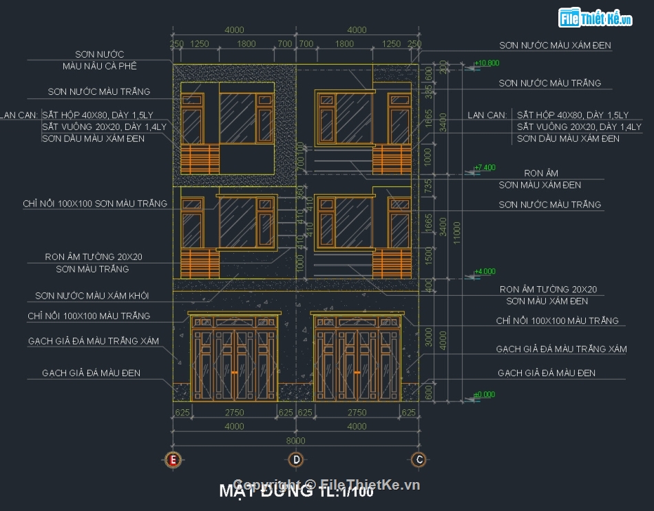 Nhà phố 3 tầng,Bản vẽ nhà phố 3 tầng,Nhà phố 3 tầng 4x17m,Nhà phố 3 tầng 4x13m,Autocad nhà phố 3 tầng,File cad nhà phố 3 tầng