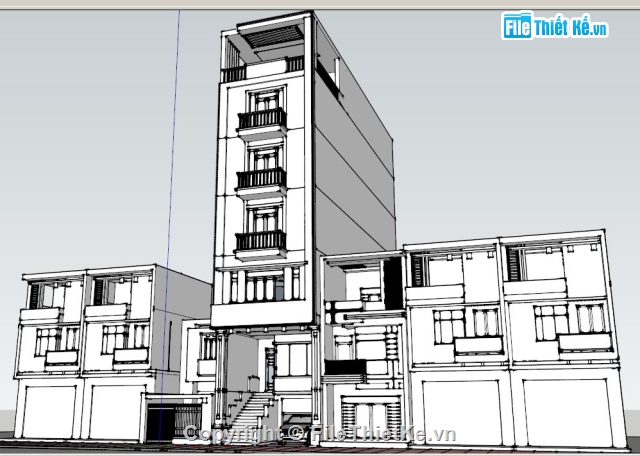 nhà nghỉ 7 tầng 6x20m,file sketchup nhà nghỉ 7 tầng,kiến trúc nhà nghỉ 7 tầng,kết cấu nhà nghỉ 7 tầng,bản vẽ nhà nghỉ 7 tầng