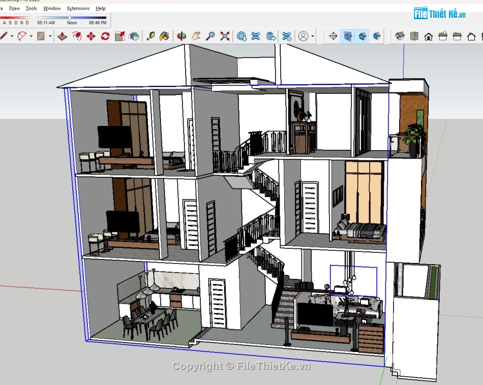 Sketchup nhà phố,nhà phố lệch tầng,thiết kế nhà phố,trọn bộ thi công