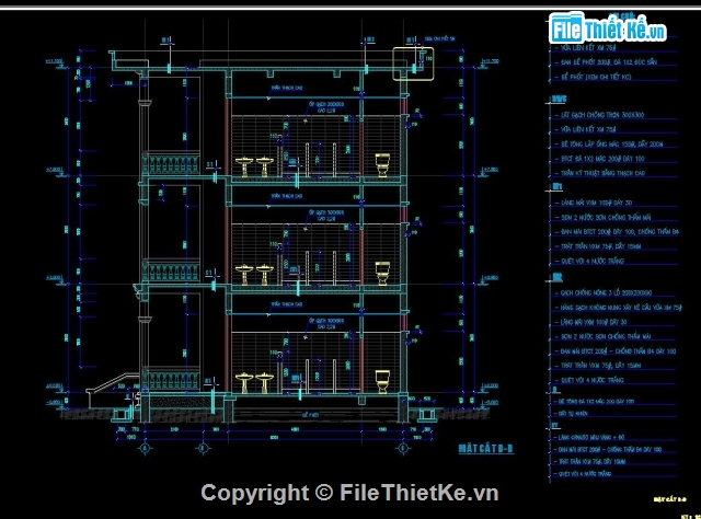 vẽ trường học,khối nhà học tập,nhà học 3 tầng,nhà học 6 phòng