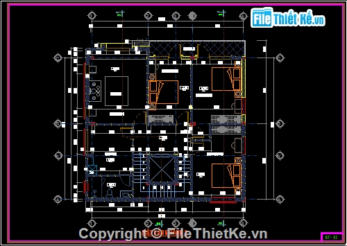 file cad nhà 2 tầng đẹp,kiến trúc nhà 2 tầng KC 5 tầng có thang máy,Nhà 2 tầng kt 10.7x10m có phối cảnh