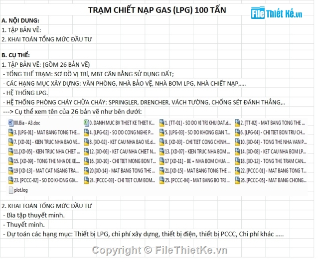 THIẾT KẾ TRẠM CHIẾT NẠP LPG,HỆ THỐNG PCCC,TỔNG MỨC ĐẦU TƯ,TRẠM CHIẾT NẠP GAS