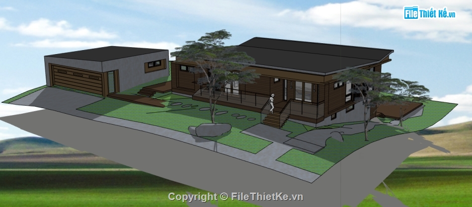 dựng model su homestay 2 tầng,thiết kế homestay file sketchup,homestay hiện đại dựng 3d su