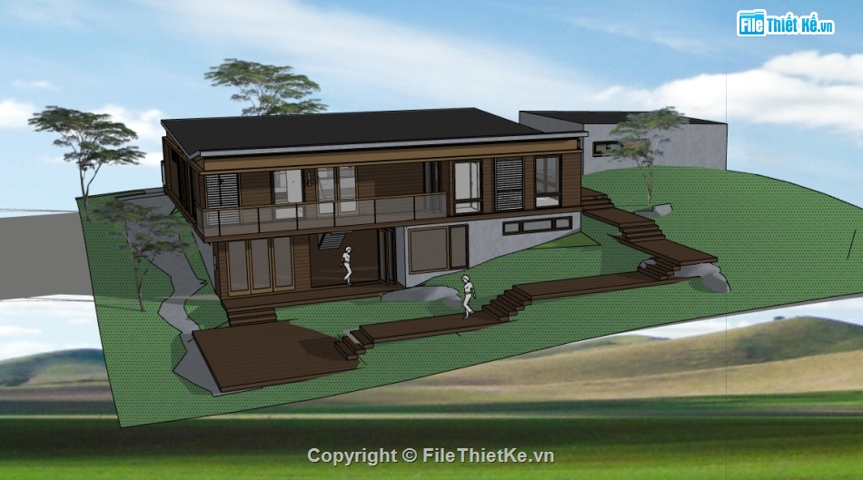 dựng model su homestay 2 tầng,thiết kế homestay file sketchup,homestay hiện đại dựng 3d su