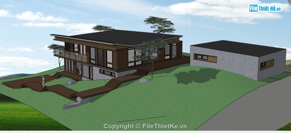 dựng model su homestay 2 tầng,thiết kế homestay file sketchup,homestay hiện đại dựng 3d su