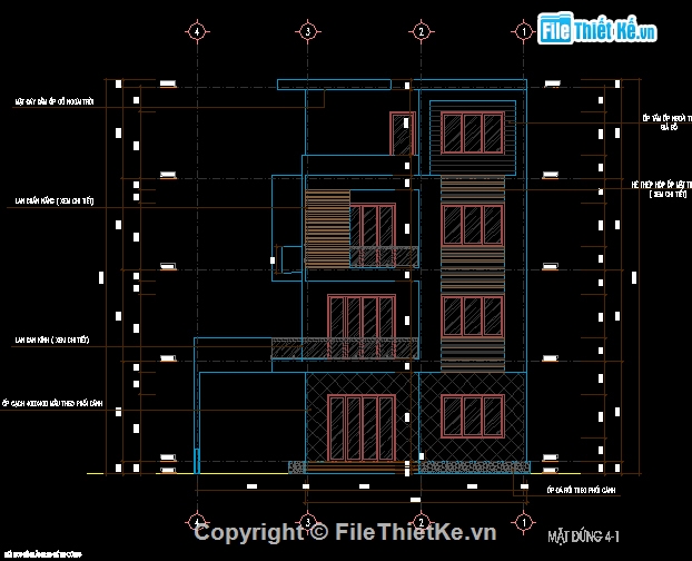 biệt thự hiện đại,biệt thự kích thước 8x16m,biệt thự 3 tầng,bản vẽ cad biệt thự 3 tầng