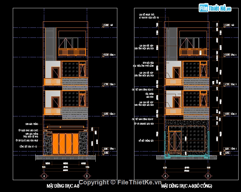 nhà phố 5x14m full,bản vẽ nhà phố hiện đại 4 tầng,nhà phố hiện đại 4 tầng 5x14m