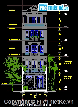 nhà phố 5 tầng tân cổ điển,nhà phố 5 tầng,thiết kế nhà phố 5 tầng file cad