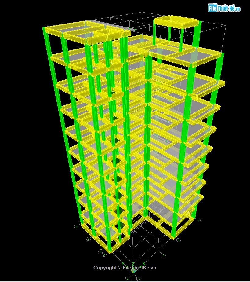 kết cấu khách sạn 9 tầng,bản vẽ khách sạn 9 tầng,file cad khách sạn 9 tầng,thiết kế khách sạn