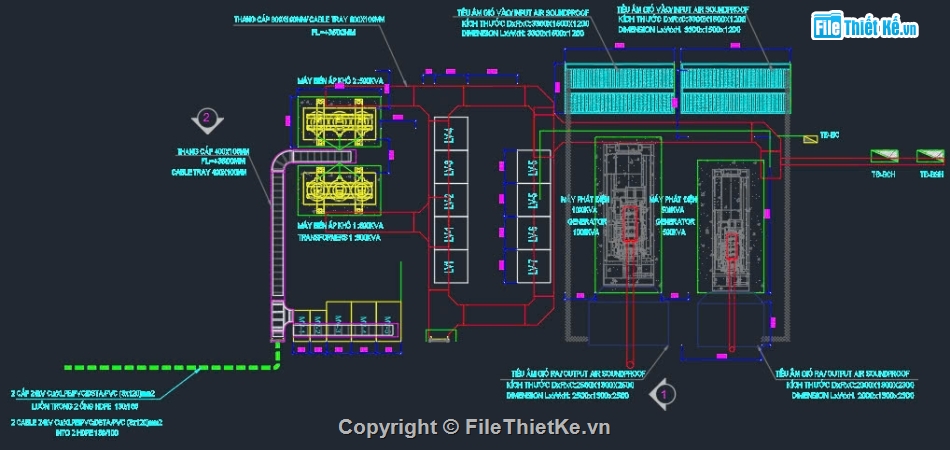 Máy phát điên,Phòng máy phát điên,file cad máy phát điện