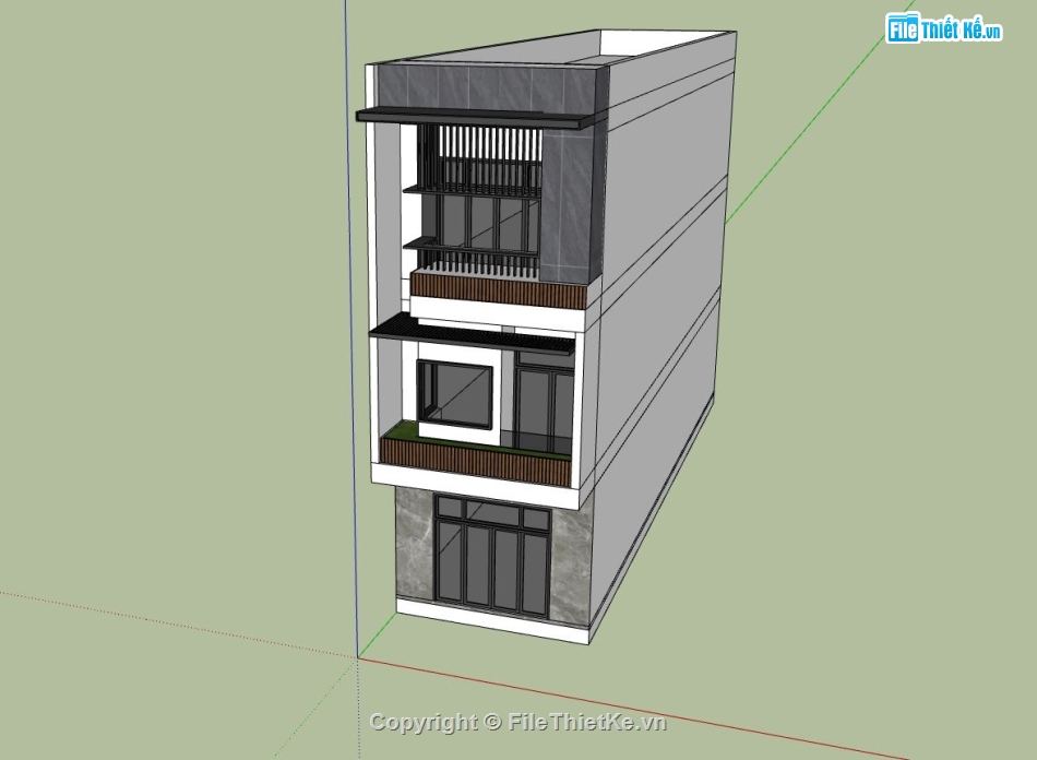 nhà phố 3 tầng,model su nhà phố 3 tầng,file su nhà phố