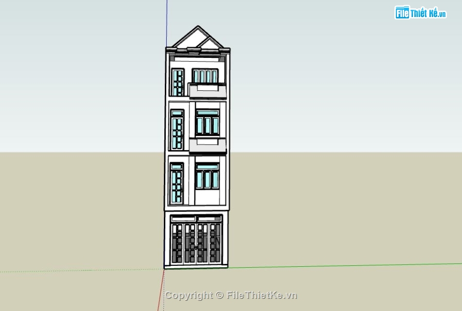 nhà phố 3 tầng,file su nhà phố 3 tầng,nhà phố 3 tầng 1 tum,phối cảnh nhà phố 4 tầng