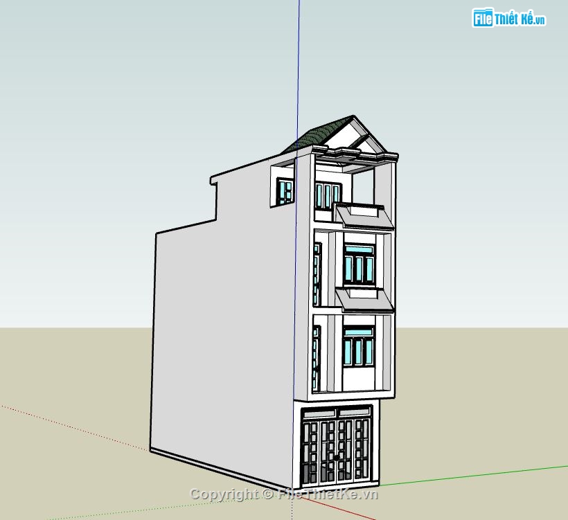 nhà phố 3 tầng,file su nhà phố 3 tầng,nhà phố 3 tầng 1 tum,phối cảnh nhà phố 4 tầng