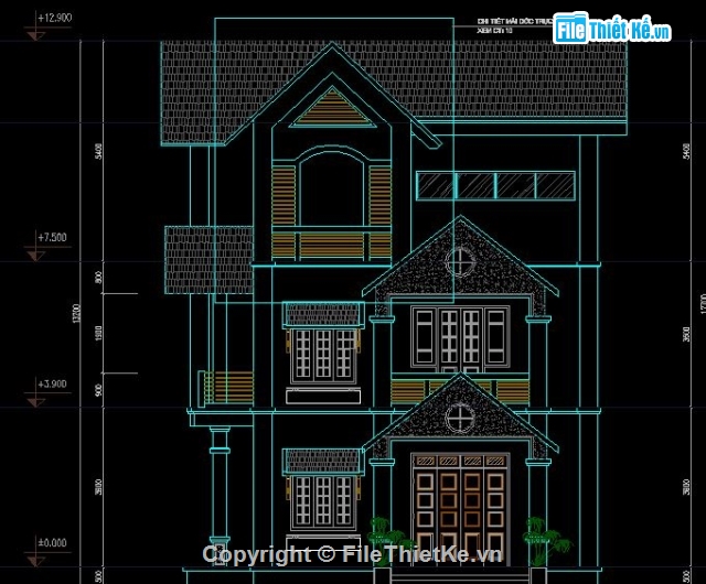 bản vẽ biệt thự,nhà 3 tầng,biệt thự 10 x 8.8m,nhà 3 tầng đẹp