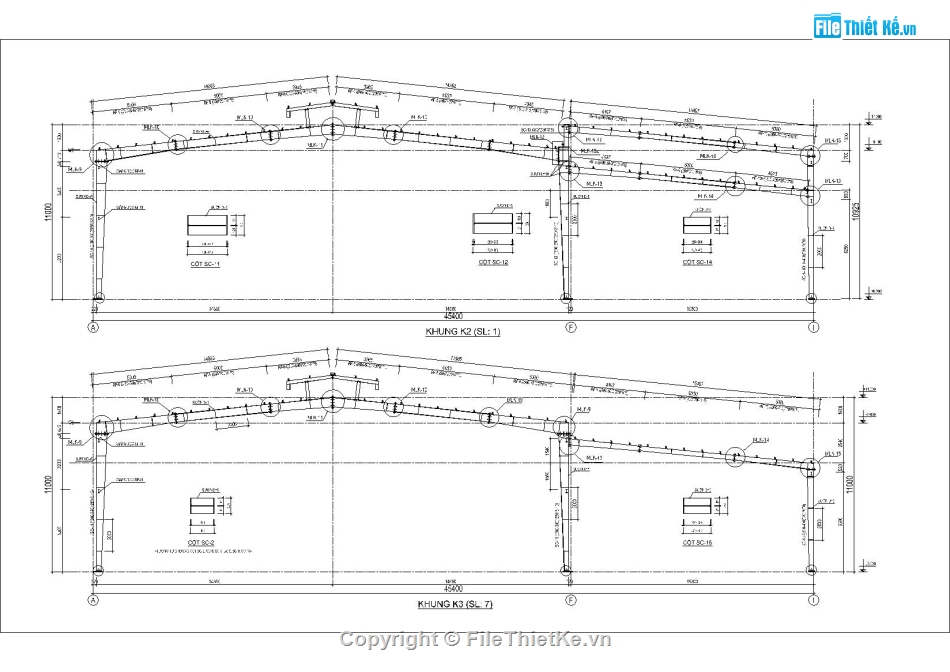 Thiết kế nhà xưởng 45x55m,File Autocad nhà kho 55x45m,Kết cấu nhà xưởng khung thép 1 tầng,Nhà kho khung Zamil,Bản vẽ nhhà máy khung thép tiền chế,Kiến trúc nhà xưởng khung thép 1 tầng