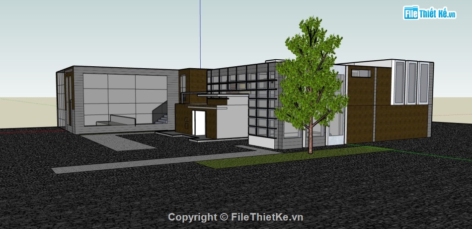 biệt thự hiện đại 1 tầng,biệt thự sketchup,sketchup biệt thự 1 tầng,biệt thự 1 tầng hiện đại