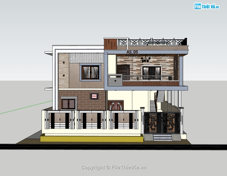 biệt thự 2 tầng,su biệt thự,sketchup biệt thự