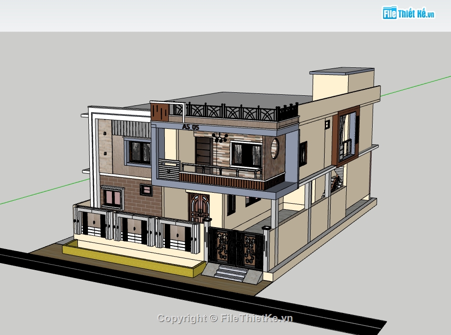 biệt thự 2 tầng,su biệt thự,sketchup biệt thự