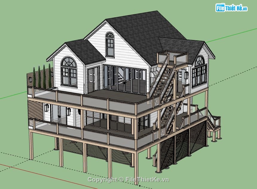 Biệt thự 2 tầng,model su biệt thự 2 tầng,file su biệt thự 2 tầng,file sketchup biệt thự 2 tầng,biệt thự 2 tầng file su