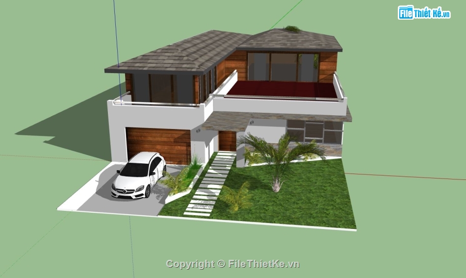 biệt thự 2 tầng,sketchup biệt thự,phối cảnh biệt thự,biệt thự nghỉ dưỡng