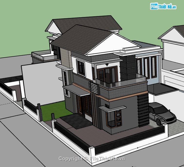 Biệt thự 2 tầng,Model su biệt thự 2 tầng,biệt thự 2 tầng file su