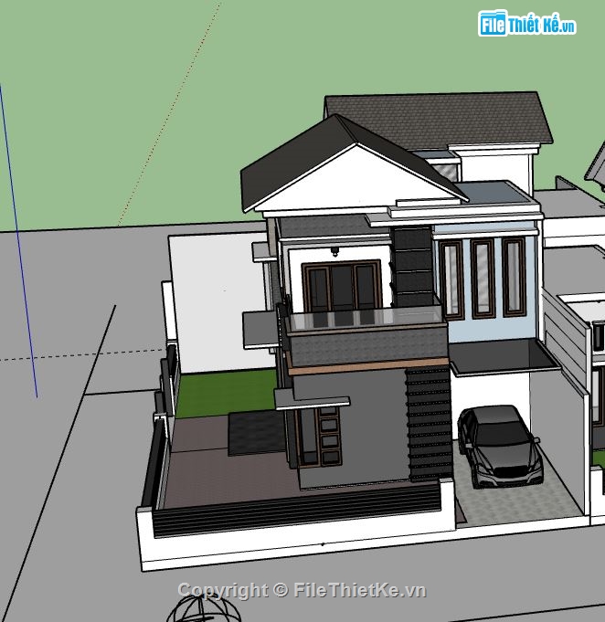 Biệt thự 2 tầng,Model su biệt thự 2 tầng,biệt thự 2 tầng file su