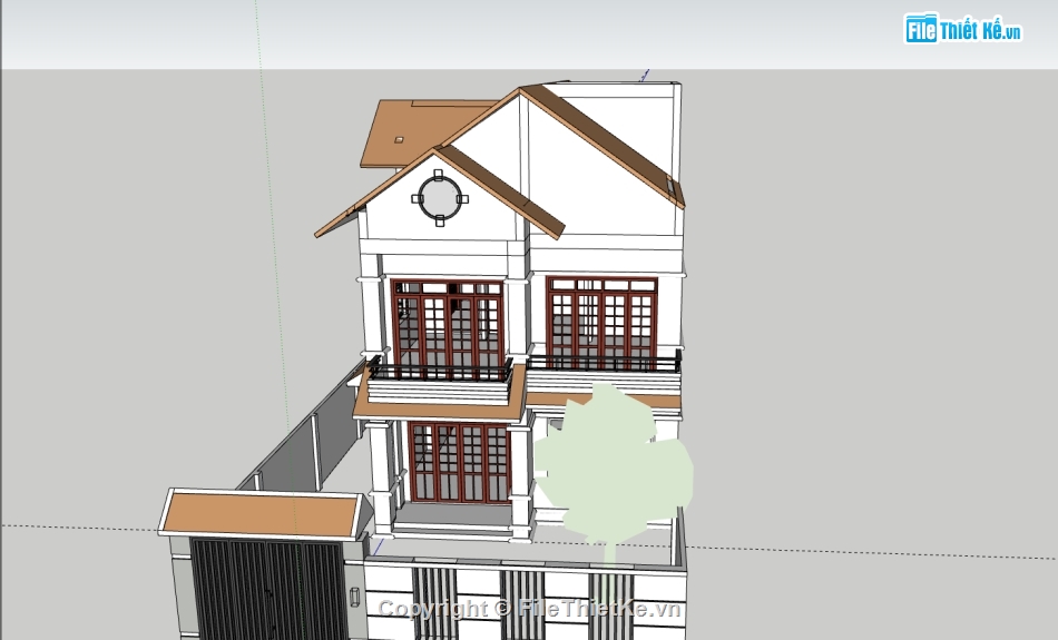 biệt thự 2 tầng,su biệt thự,sketchup biệt thự