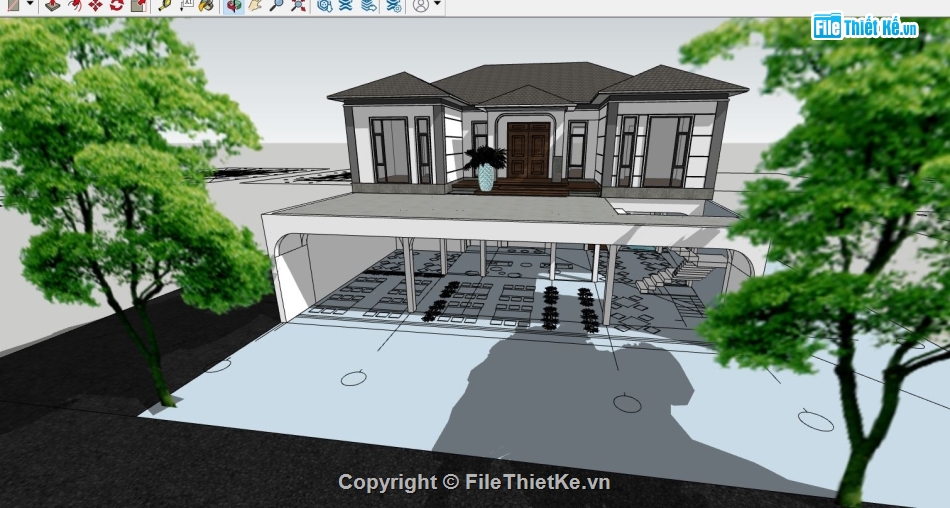 biệt thự sketchup,sketchup biệt thự,sketchup biệt thự 2 tầng