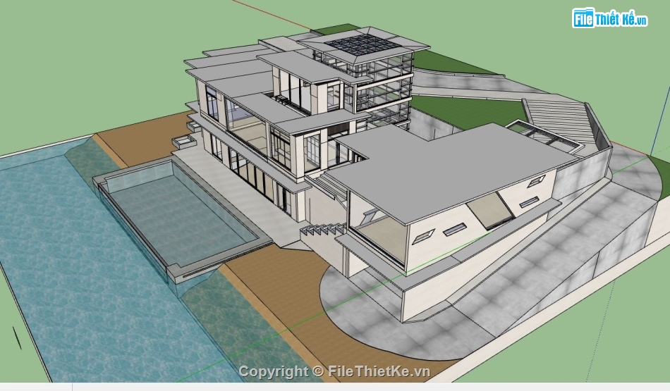 model su biệt thự,file sketchup biệt thự,model su biệt thự 2 tầng