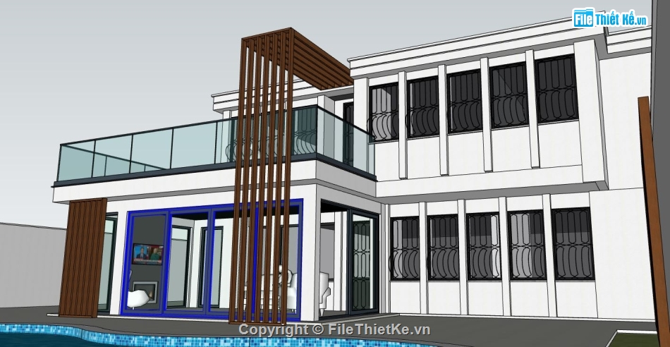 biệt thự sketchup,file su biệt thự,sketchup biệt thự