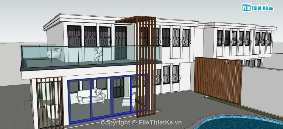 biệt thự sketchup,file su biệt thự,sketchup biệt thự