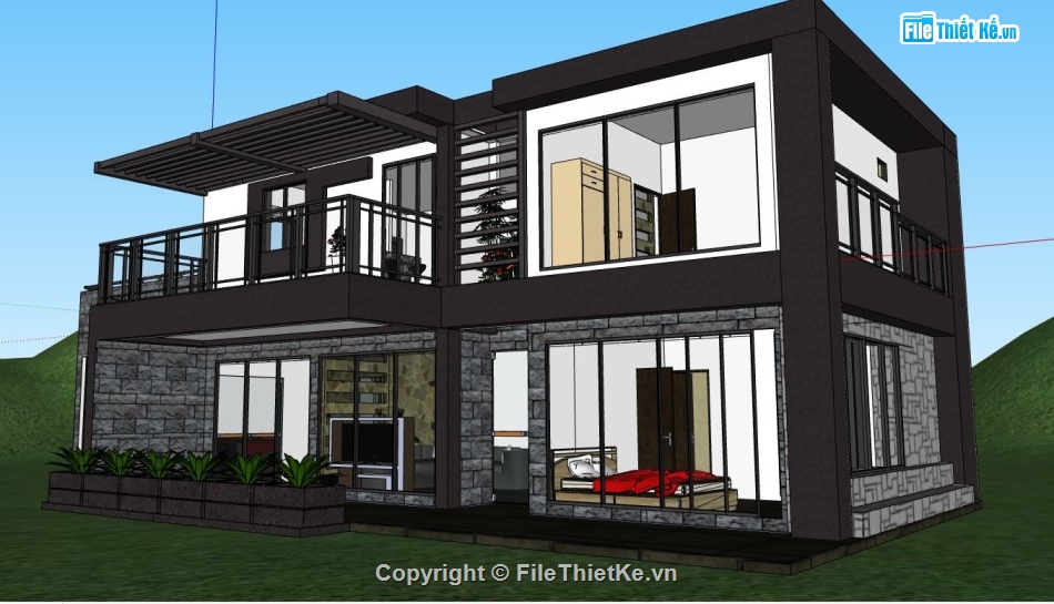 file su biệt thự,sketchup biệt thự,model su biệt thự