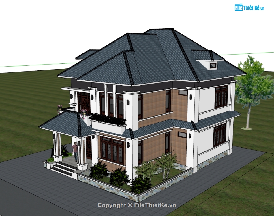 biệt thự sketchup,su biệt thự,sketchup biệt thự