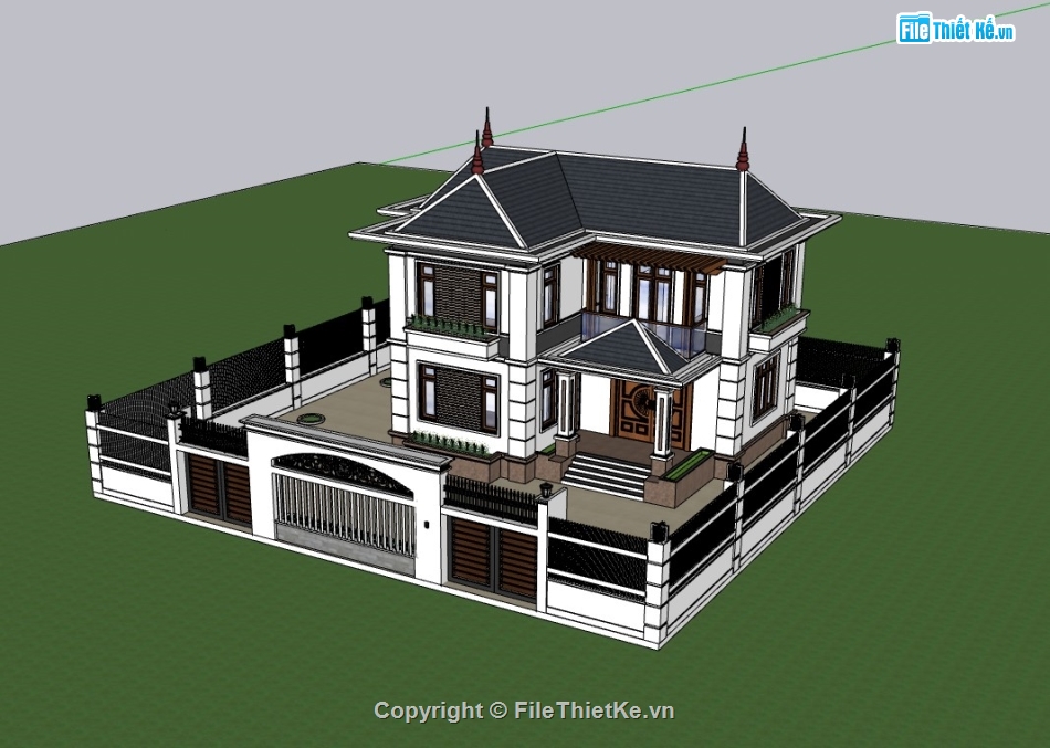 biệt thự 2 tầng,biệt thự sketchup,sketchup biệt thự,sketchup biệt thự 2 tầng,su biệt thự 2 tầng