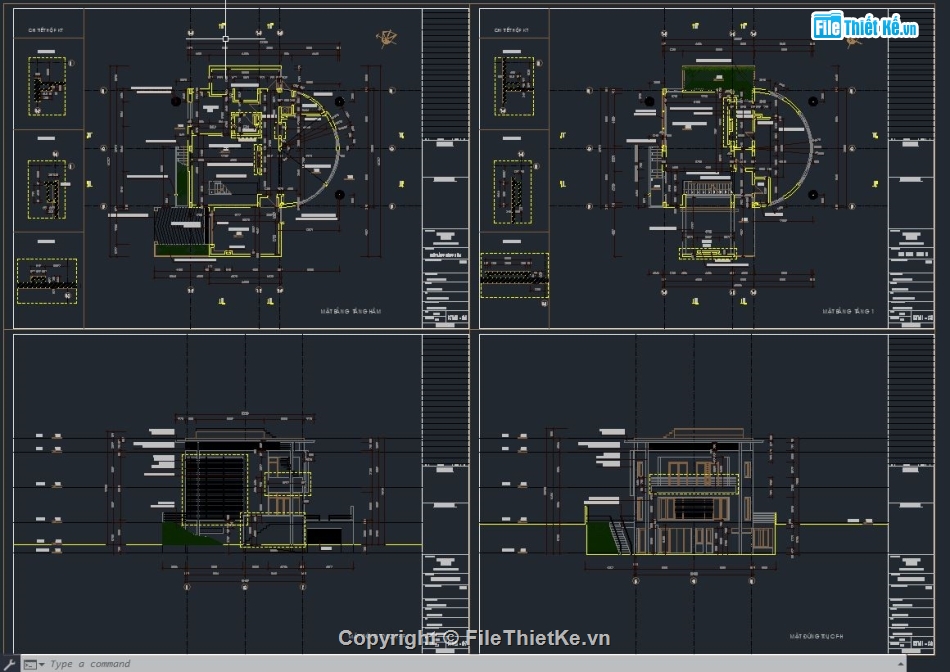 file cad biệt thự 3 tầng,biệt thự 3 tầng,bàn vẽ cad biệt thự