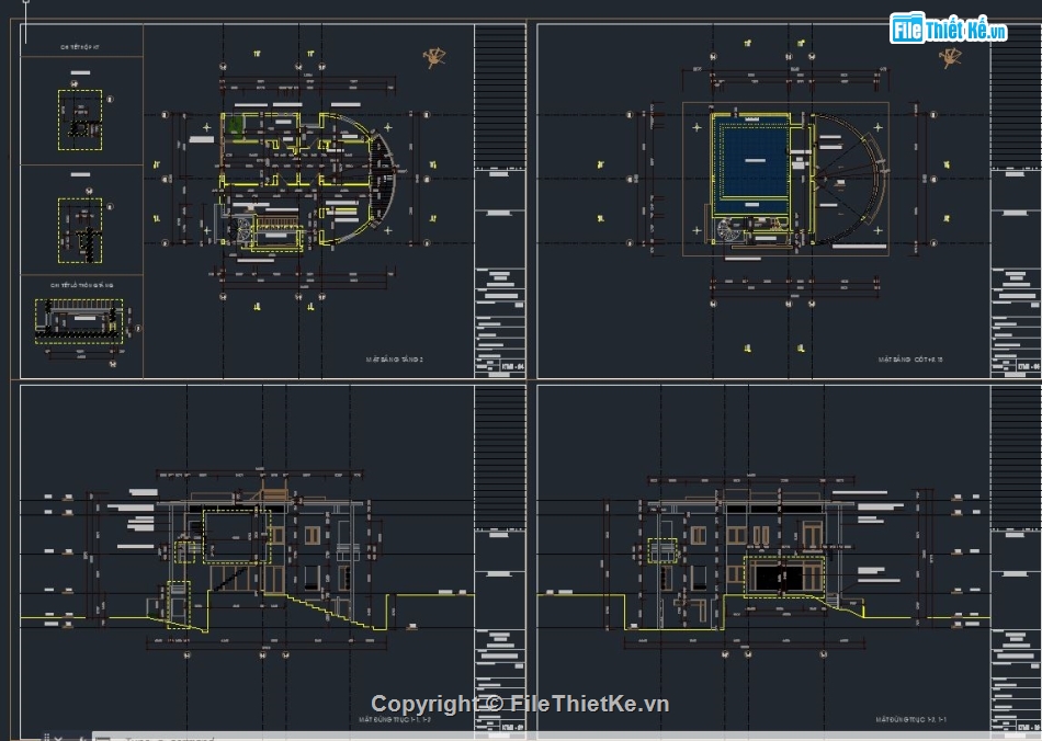 file cad biệt thự 3 tầng,biệt thự 3 tầng,bàn vẽ cad biệt thự